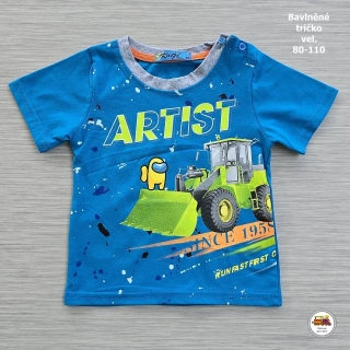 Chlapecké tričko bavlněné svítící ve tmě Kugo HC0690 Artist na tyrkysové vel. 80