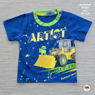 Chlapecké tričko bavlněné svítící ve tmě Kugo HC0690 Artist na modré vel. 80