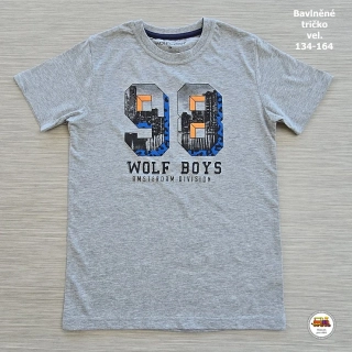 Chlapecké tričko bavlněné Wolf S2504 číslo 98 na šedé vel.146