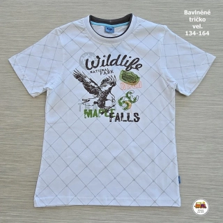 Chlapecké tričko bavlněné Kugo M8921 Wildlife na bílé vel.146