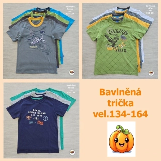 NOVINKA-Chlapecká trička bavlněná vel.134, 140, 146, 152, 158, 164