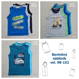 NOVINKA-Chlapecké nátělníky vel. 98, 104, 110, 116, 122, 128, 134, 140, 146, 152