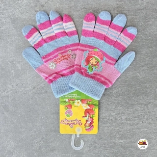Rukavice prstové úpletové Strawberry /587/ růžovomodré 3-6 let