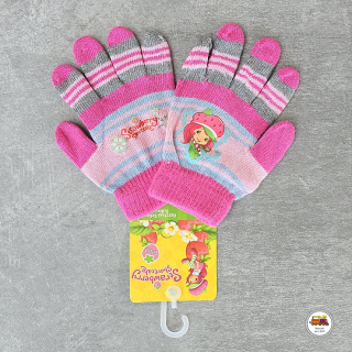 Rukavice prstové úpletové Strawberry /585/ růžové 3-6 let