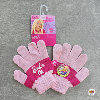Rukavice prstové úpletové Barbie /582/ růžové 3-6 let