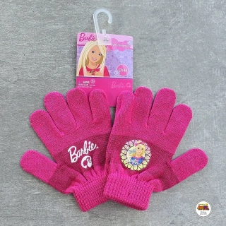 Rukavice prstové úpletové Barbie /581/ růžové 3-6 let