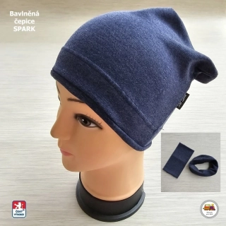 Bavlněná čepice Spark dlouhá /9.482/ jeans vel.XXL (6-X let)