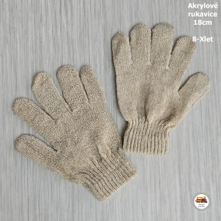 Rukavice prstové úpletové akryl /576/ béžové 18cm (8-Xlet)