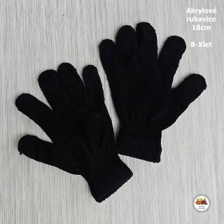Rukavice prstové úpletové akryl /575/ černé 18cm (8-Xlet)