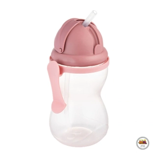 Lahev sportovní se slámkou 370ml růžová 56/113 