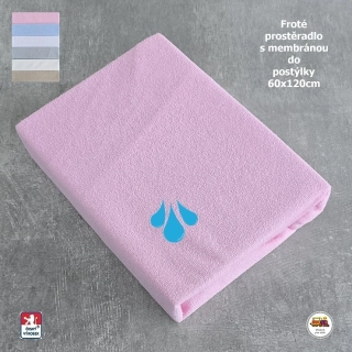 Froté prostěradlo s membránou do postýlky Dekoratex /MF6/ růžové 60x120cm
