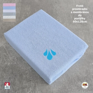 Froté prostěradlo s membránou do postýlky Dekoratex /MF5/ modré 60x120cm