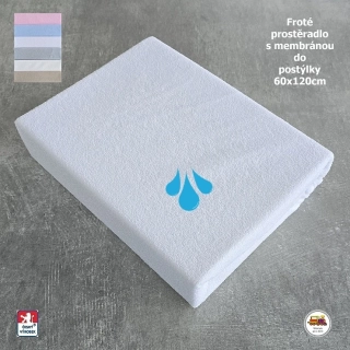 Froté prostěradlo s membránou do postýlky Dekoratex /MF4/ bílé 60x120cm