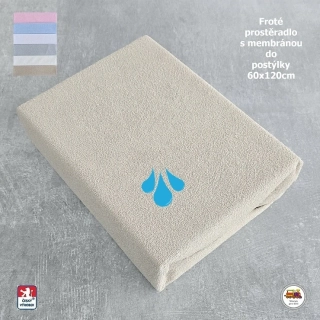 Froté prostěradlo s membránou do postýlky Dekoratex /MF1/ béžové 60x120cm