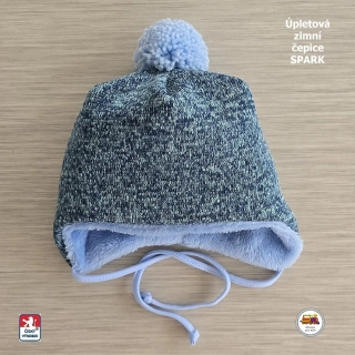 Dětská zimní čepice Spark /9.477/ Úpletová zavazovací tmavě modrá vel.L (1-3 roky)