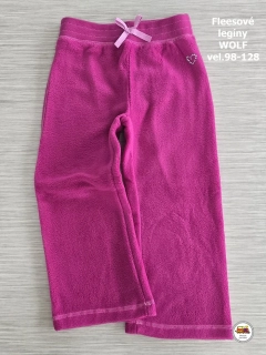 Tepláky/legíny dívčí fleesové Wolf B2294 tmavě růžové vel. 98