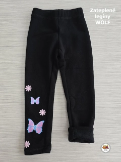 Legíny zateplené Wolf T2294 černé s motýlky vel.116-122