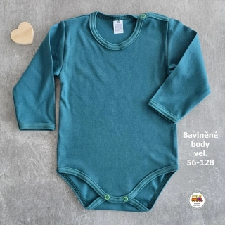 Kojenecké body bavlněné /9743/ Jednobarevné lahvově zelené vel.128
