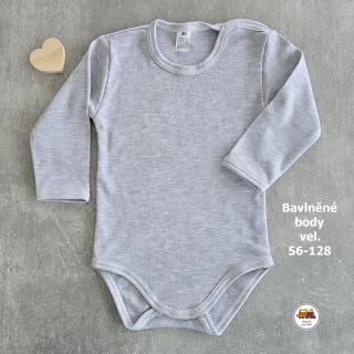 Kojenecké body bavlněné /9728/ Jednobarevné šedé melír vel. 92