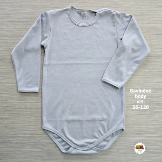 Kojenecké body bavlněné /9734/ Jednobarevné světle šedé vel.128