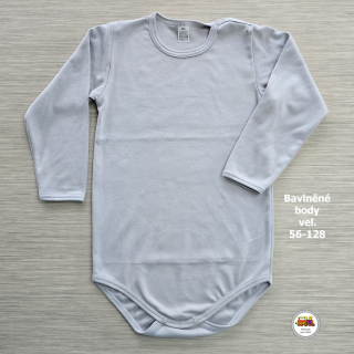 Kojenecké body bavlněné /9732/ Jednobarevné světle šedé vel.116