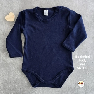 Kojenecké body bavlněné /9719/ Jednobarevné tmavě modré vel. 92