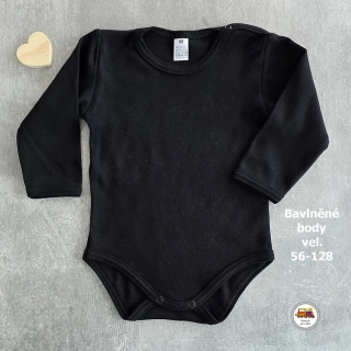 NOVINKA-Kojenecké body bavlněné Jednobarevné černé vel. 56, 62, 68, 74, 80, 86, 92, 98, 104, 110, 116, 122, 128