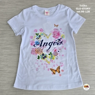 Tričko dívčí GLO-STORY GPO-1430 Angels na bílé vel.116