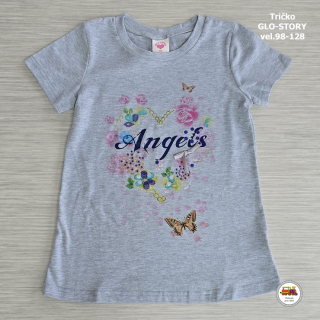 Tričko dívčí GLO-STORY GPO-1430 Angels na šedé vel.110