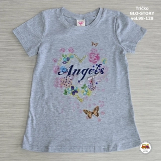 Tričko dívčí GLO-STORY GPO-1430 Angels na šedé vel. 98