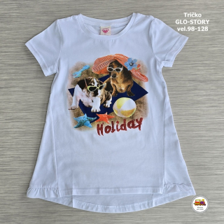 Tričko-tunika dívčí GLO-STORY GPO-1779 Holiday na bílé vel.128