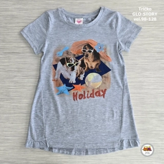 Tričko-tunika dívčí GLO-STORY GPO-1779 Holiday na šedé vel. 98