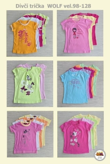 NOVINKA-Trička dívčí Wolf krátký rukáv vel. 98, 104, 110, 116, 122, 128
