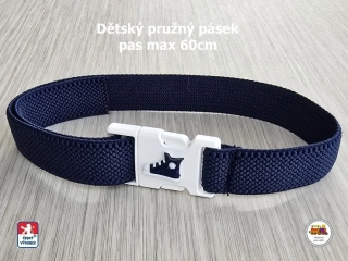 Dětský pásek se sponou /44/ pružný tmavě modrý s teniskou