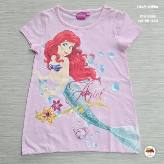 Tričko-tunika dívčí Princess GTJM52048 Ariel na světle růžové vel.110