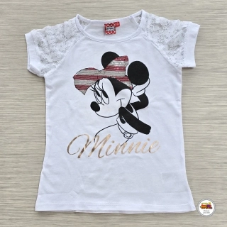 Tričko dívčí GVJM82040 Minnie Mouse na bílé vel.128