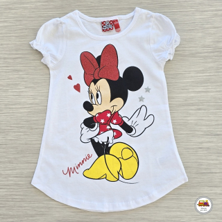 Tričko dívčí GVJM52046 Minnie Mouse na bílé vel.128