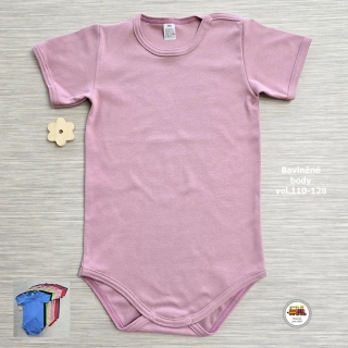 Kojenecké body bavlněné /9662/ starorůžové krátký rukáv vel.110