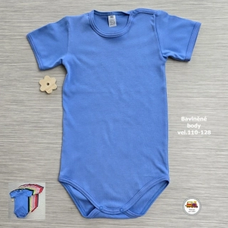 Kojenecké body bavlněné /9651/ blankytně modré krátký rukáv vel.116