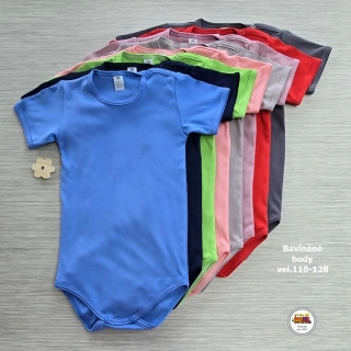 NOVINKA-Kojenecké body bavlněné krátký rukáv vel.110, 116, 122, 128