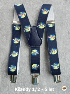 Dětské kšandy/šle Letadla na tmavě modré č.176