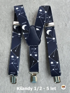 Dětské kšandy/šle Vesmír - souhvězdí na tmavě modré č.178