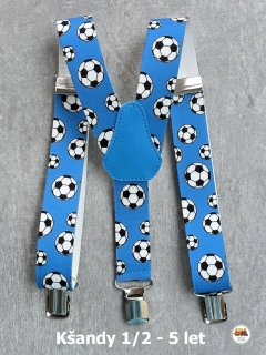 Dětské kšandy/šle Fotbalový míč na modré č.181