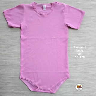 Kojenecké body bavlněné /9587/ růžové krátký rukáv vel.128