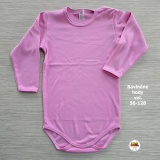 Kojenecké body bavlněné /9586/ Jednobarevné růžové vel.128