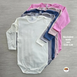 NOVINKA-Kojenecké body bavlněné Jednobarevné vel.110, 116, 122, 128