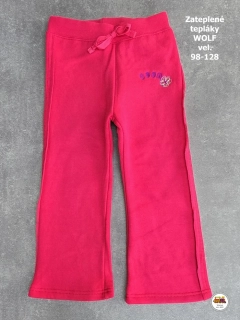Tepláky/legíny dívčí zateplené Wolf T2193 tmavě růžové vel. 98