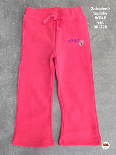 Tepláky/legíny dívčí zateplené Wolf T2193 růžové vel.128