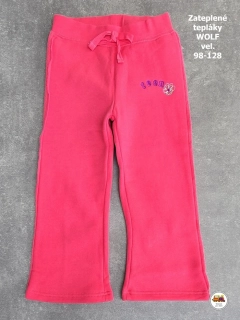 Tepláky/legíny dívčí zateplené Wolf T2193 růžové vel. 98