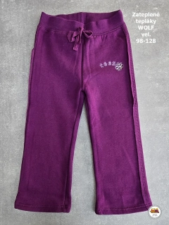Tepláky/legíny dívčí zateplené Wolf T2193 fialové vel. 98